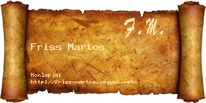 Friss Martos névjegykártya